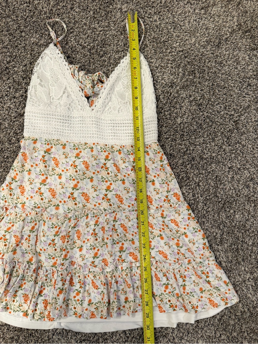 Justify Floral Mini Dress Womens Medium Boho Cottagecore Lace Tie Back - Picture 9 of 9